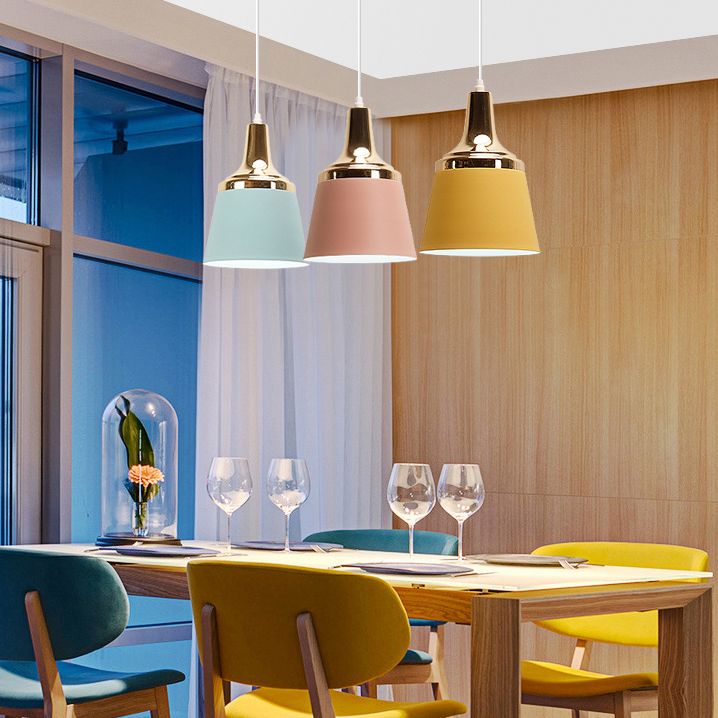 Stoffen winkel emmer suspensie licht aluminium single head nordic macaron gekleurd hanglampje