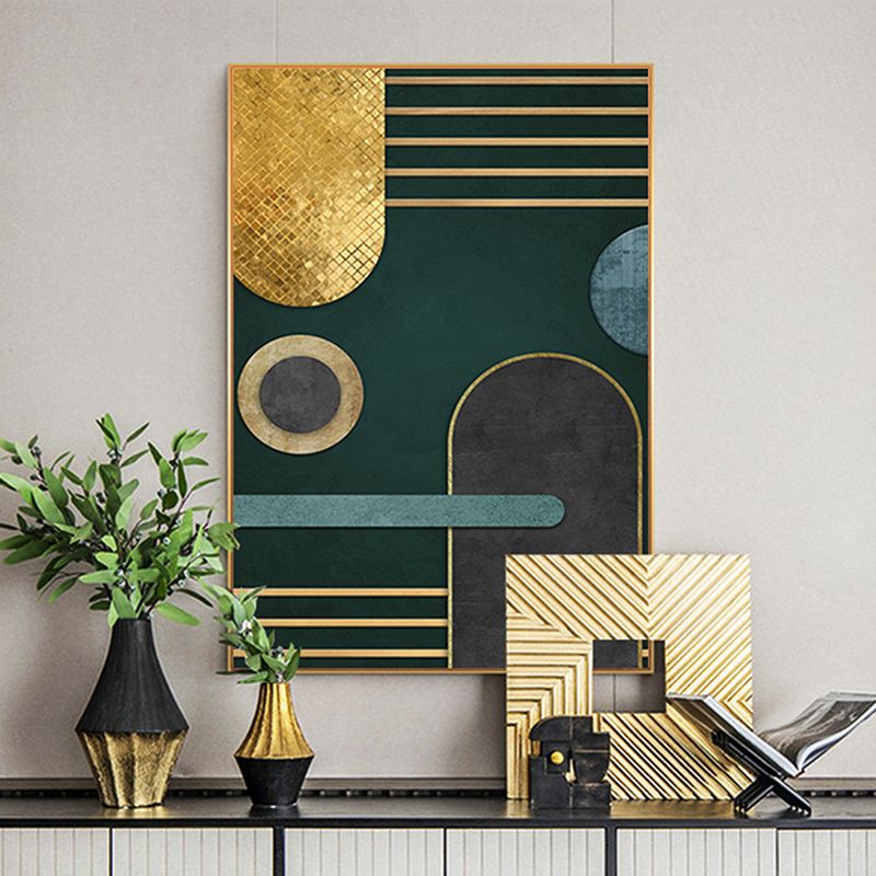 Glam Metal Wall Art Decor Bright Color Abstract Patterned Canvas for Living Room