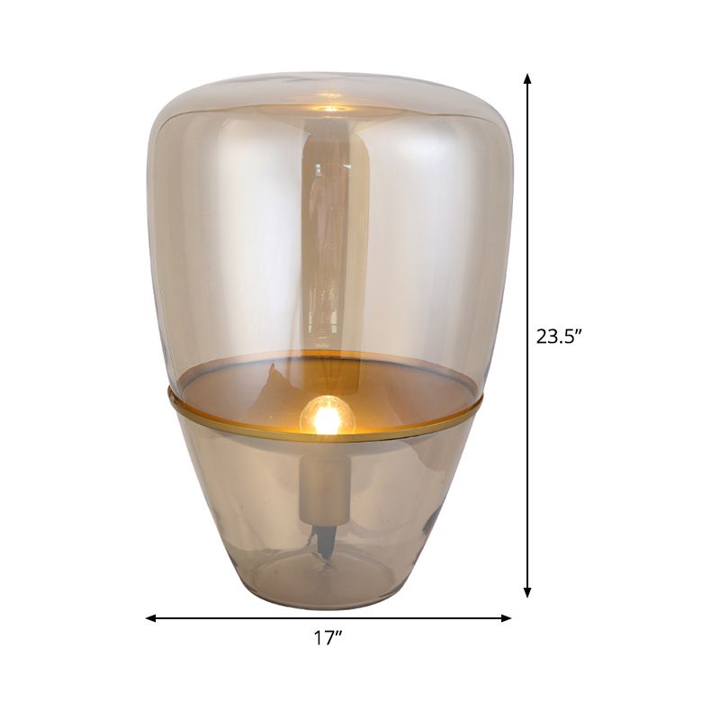 Lampada da comodino in barattolo Contemporanea in vetro cognac da 8,5"/11"/17" di larghezza, 1 lampadina, illuminazione da lavoro per camera da letto