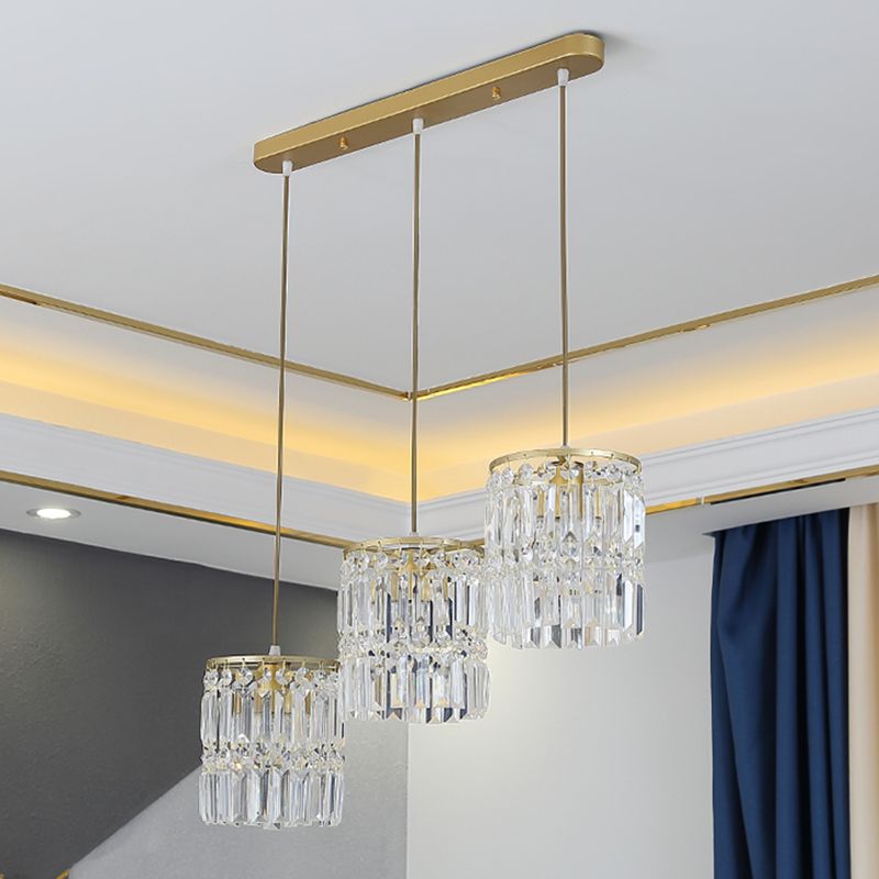 3 têtes Crystal suspendu éclairage pendentif contemporain pour le salon