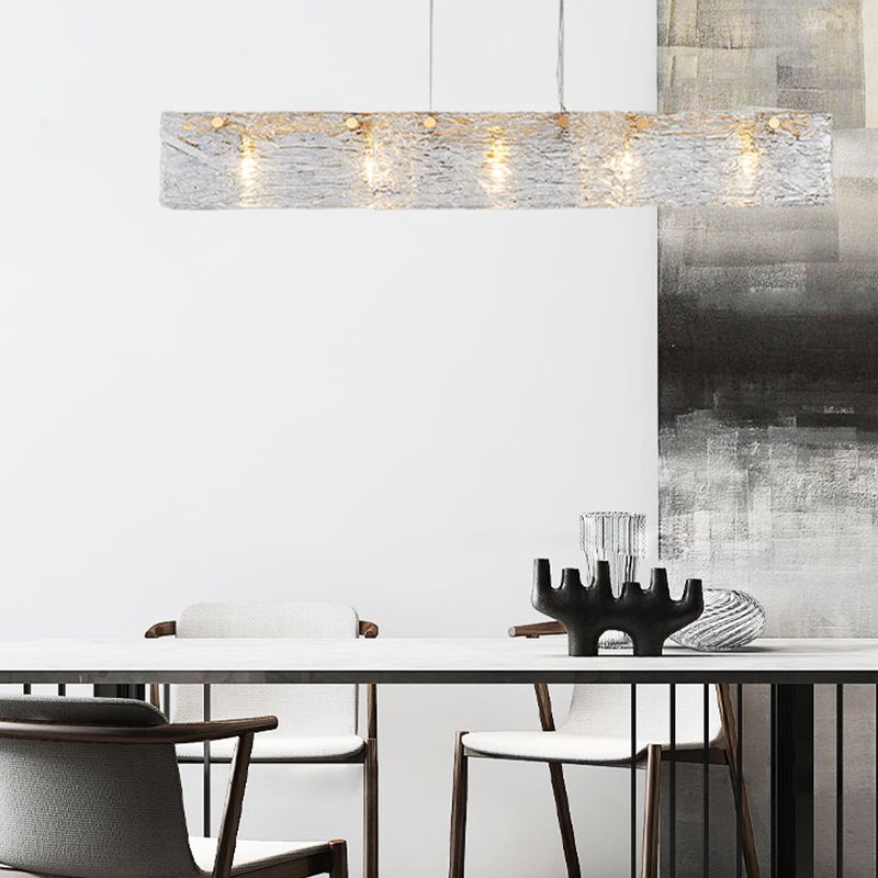 5-leichte Inselbeleuchtungsideen moderner Stil rechteckiger Form Glashängeleuchte