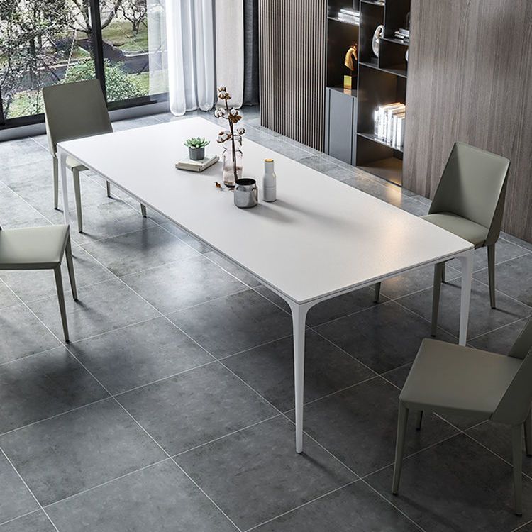 Modern Aluminium Dining Table Set 1/4/5/7 Pieces Rectangle Dinette Set with Sintered Stone