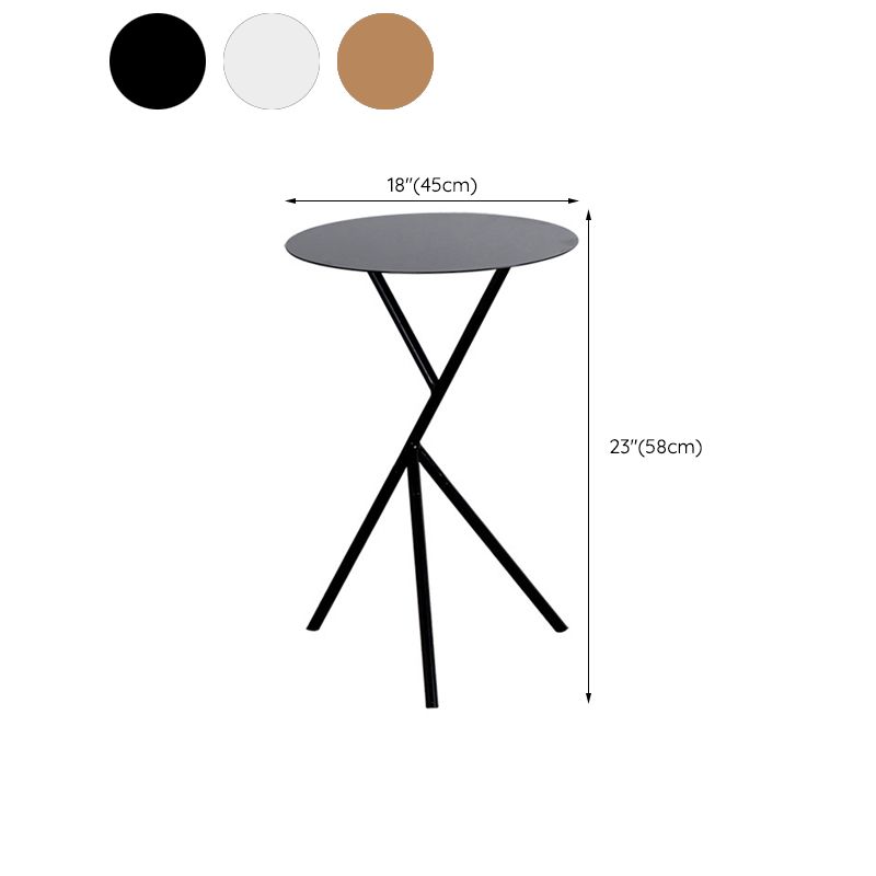 Mid-Century Round Side End Table Metal Cross Legs End Table, 22.8" Tall