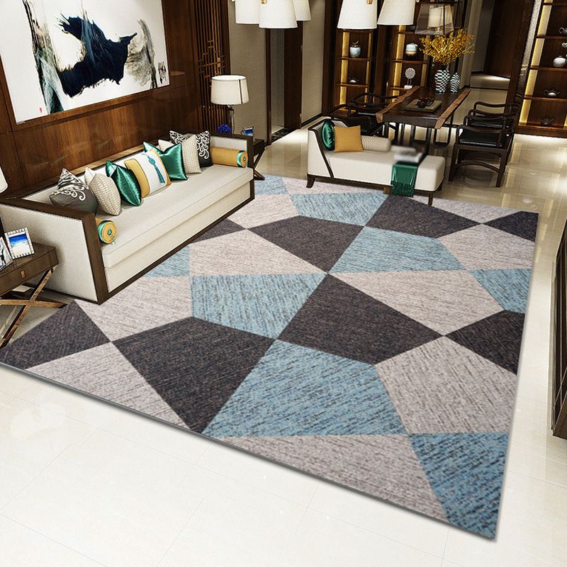 Unique Multicolor Modernist Rug Polyester Geometric Rug Washable Pet Friendly Non-Slip Carpet for Living Room
