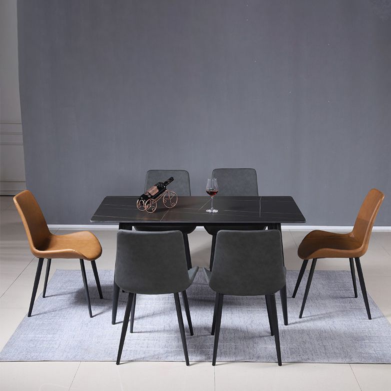 Faux Leather Dining Chairs Modern Style Side Chair with Black Legs