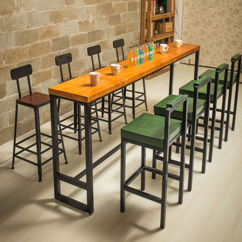 Industrial Solid Wood Bar Table Rectangle Dining Table for Kitchen Living Room