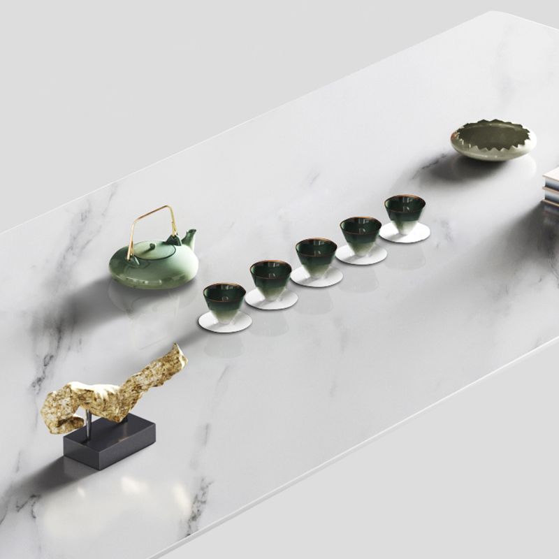 Modern Luxury Rectangle Dining Table Sintered Stone Dining Table with Trestle Base