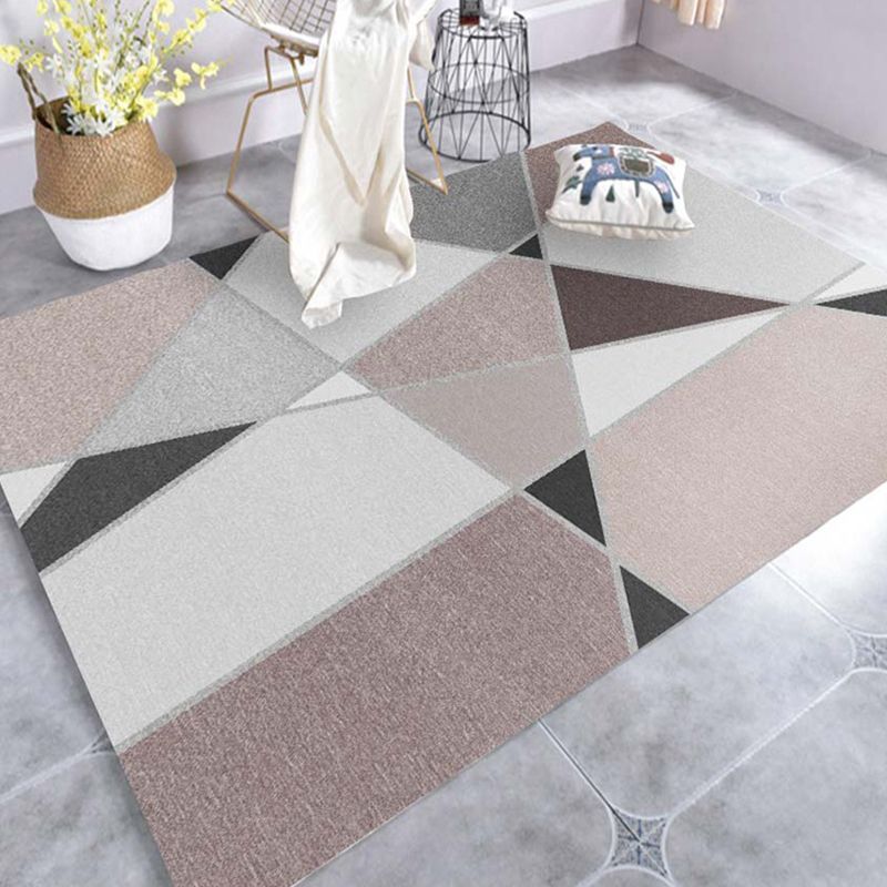 Modern Geo Pattern Rug Multi Colored Cotton Blend Area Carpet Non-Slip Pet Friendly Indoor Rug for Parlor
