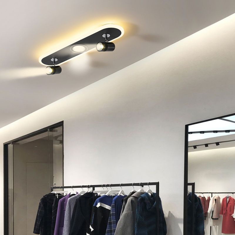 Ellipse Shape LED Rail Ceiling Lamp Modern Simple Style Iron Flush Mount for Living Room Aisle