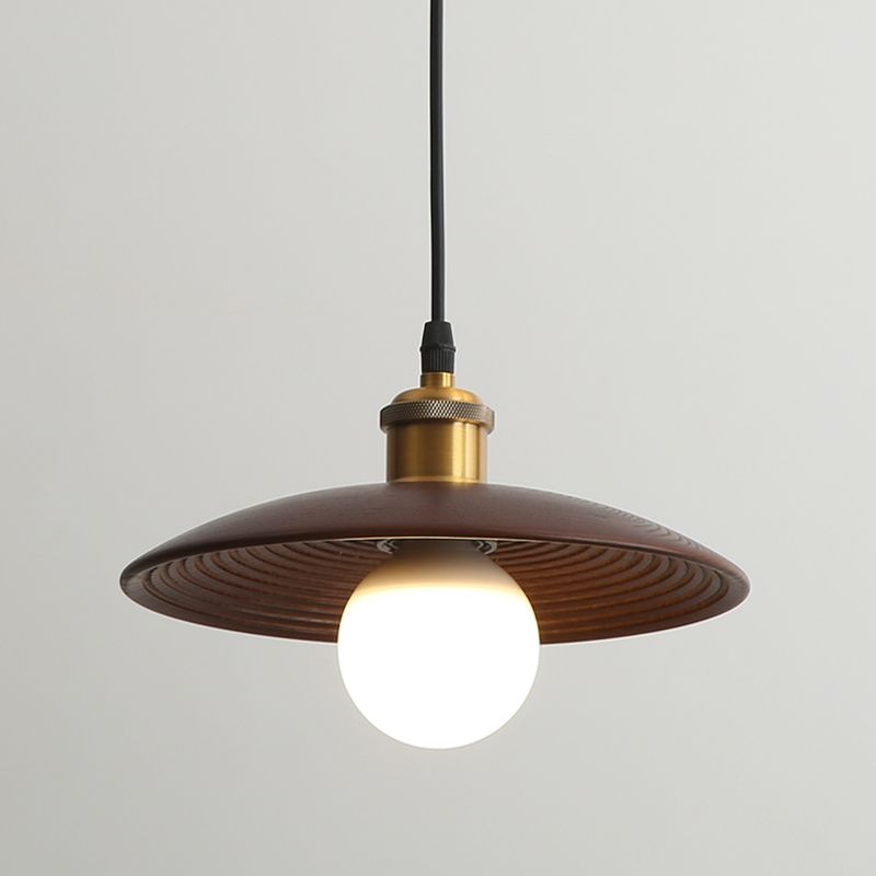 Untertassen -Form der Deckendeckel Anhänger Lampe Holz 1 Glühbirne Einfachheit hängend Licht hängen