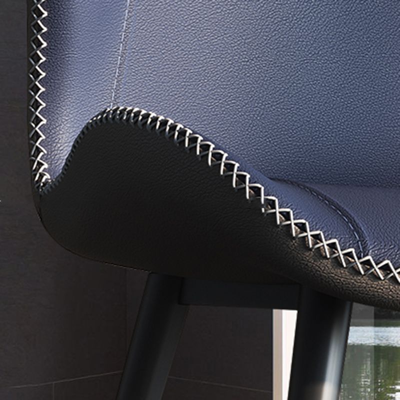 Scandinavian Style Wingback Side Chair Leather Dining Armless Chairs for Kitchen