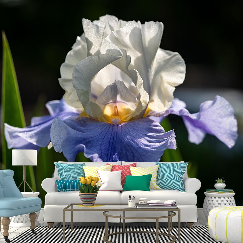 Customized Iris Mural Wall Covering Eco-friendly Wallpaper for Bedroom