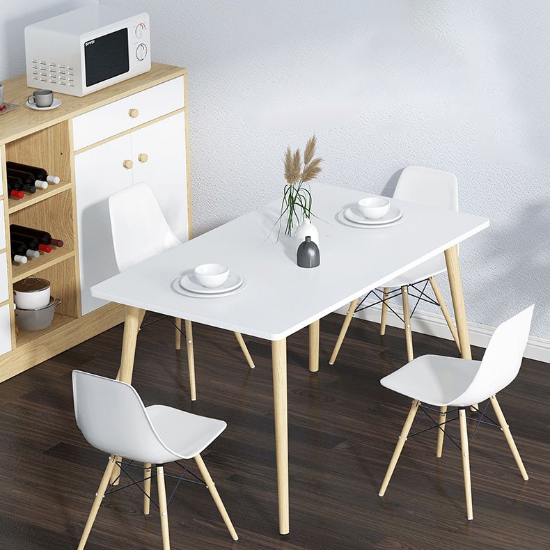 Standard Height Wood Top Dining Set with 4 Light Brown Wood Legs for Dining Furniture