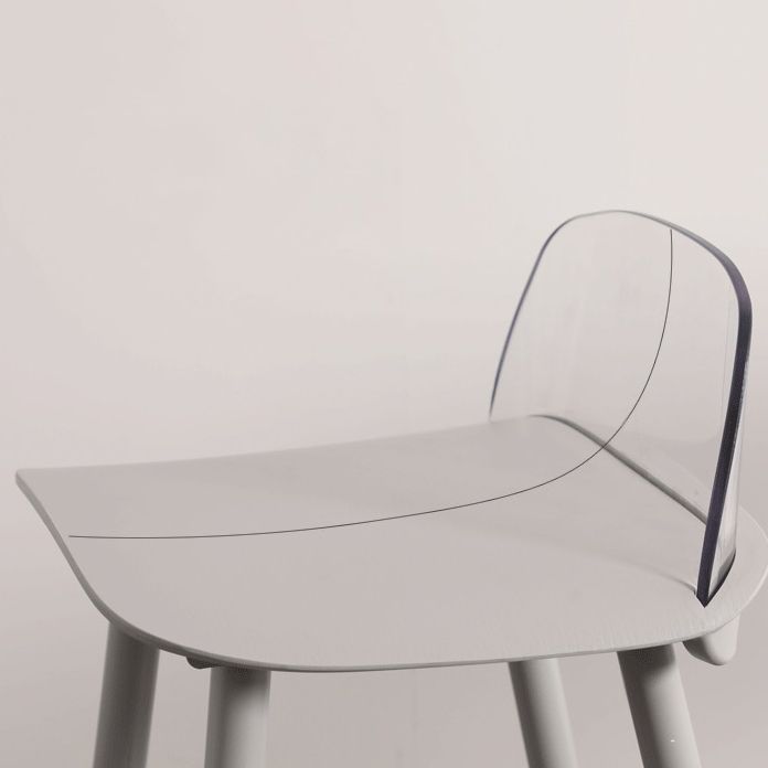 Modern Armless Backrest Counter Stool Iron Kitchen Bar Stool with Acrylic Seat and Pedal