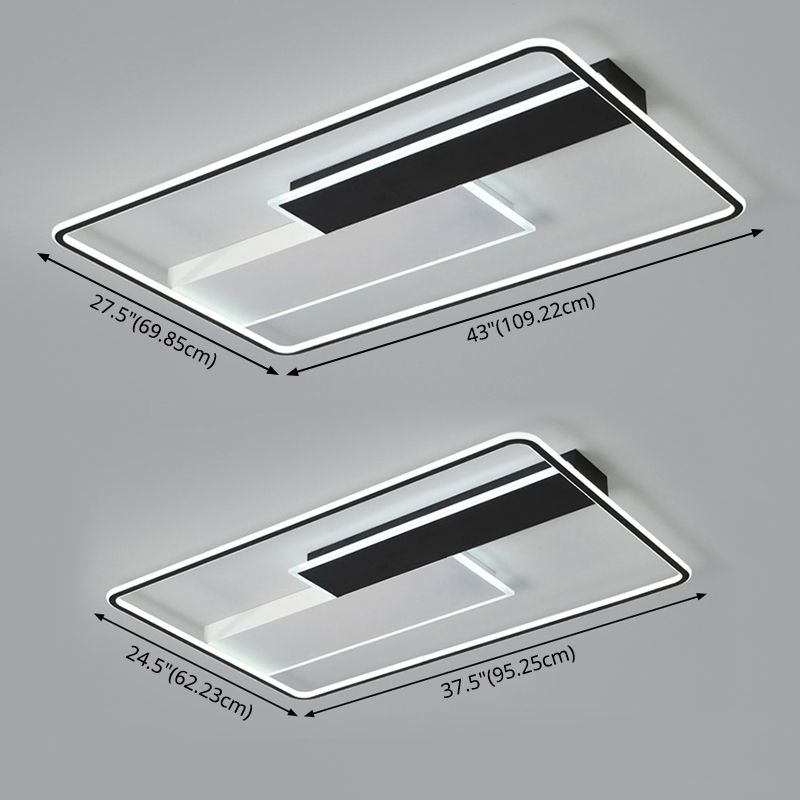 Geometric Semi Flush Mount Ceiling Light Modern Style Aluminium Semi-Flush Light en noir et blanc