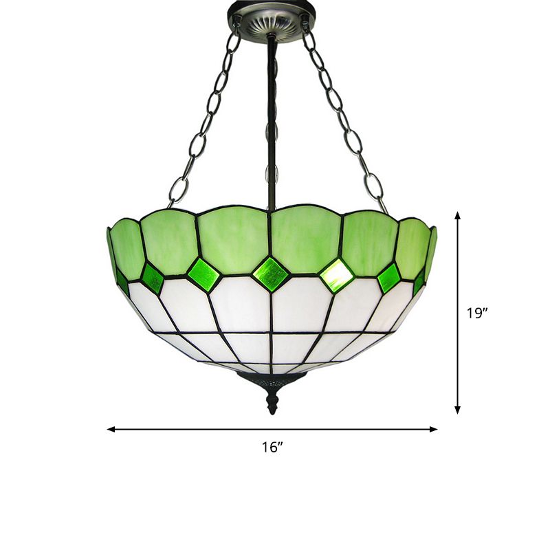 Éclairage de plafond de dôme inversé 3 têtes Tachée d'art Tiffany Chandelier luminaire