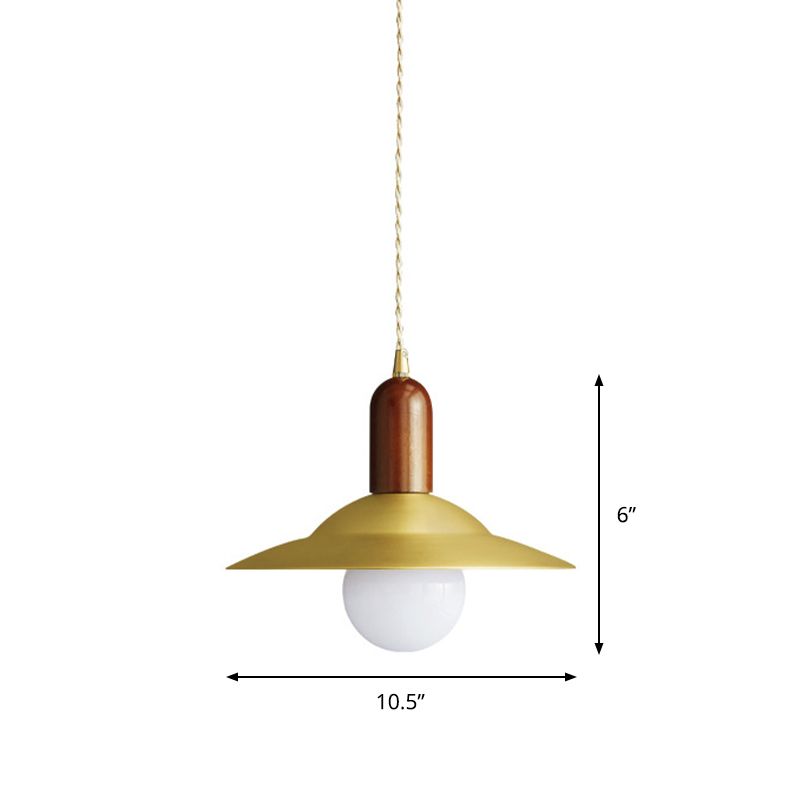 Modern Saucer Metal Hanging Lamp Kit 1 Light Suspension Pendant in Brass for Dining Room