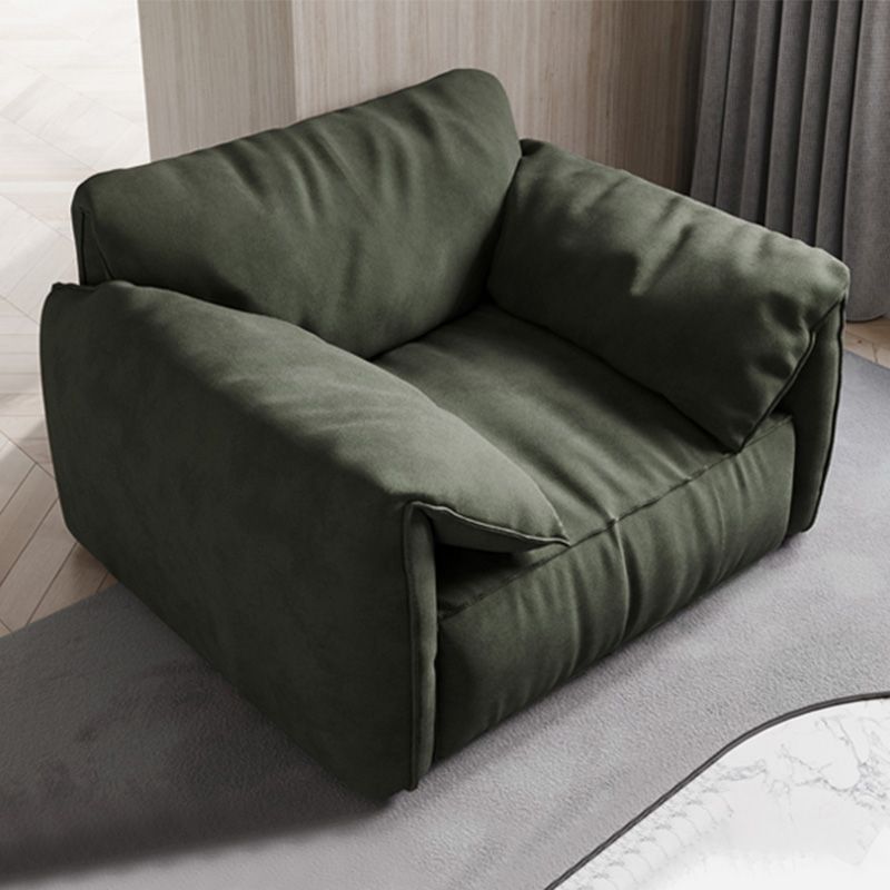 Slipcovered Stationary Living Room Pillow Top Arm Cushions Green Sofa