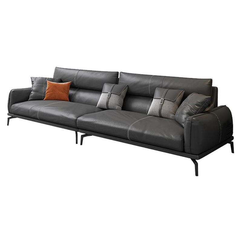 Black Frame Modern Style with Pillow Back Against Leather/leather Seat