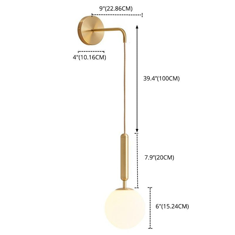 6" Diameter Orb Glass Shade Simplicity Wall Lamp 1-Light Nordic Style Bedside Sconce Lights
