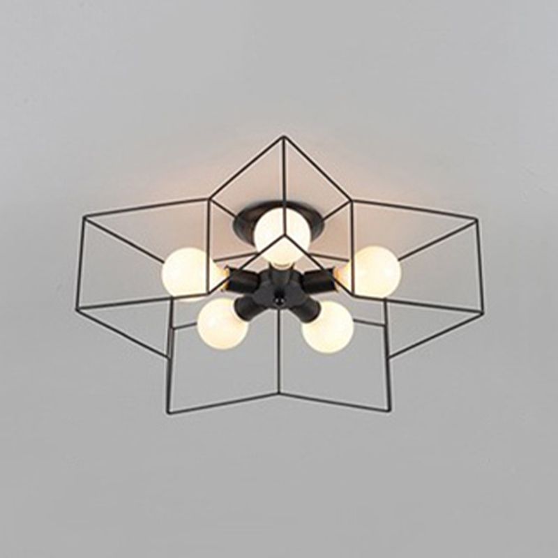 Industrial Starburst Flush Mount Ceiling Light Metal Multiple-Light Flush Light