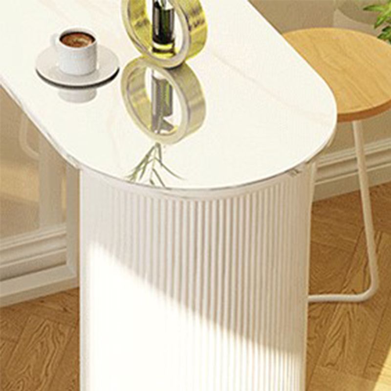 Contemporary Bar Table Set 1/2/3 Pcs White Stone Bar Table with Stools