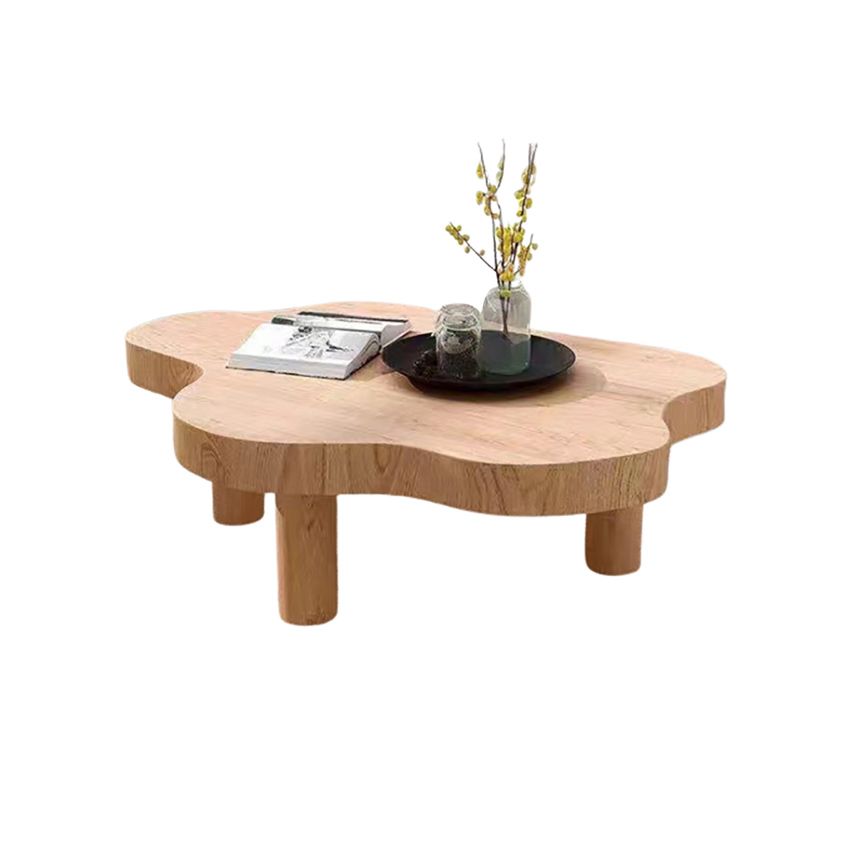 Scandinavian Free Form Coffee Table with 3 Wooden Legs in Pine Wood