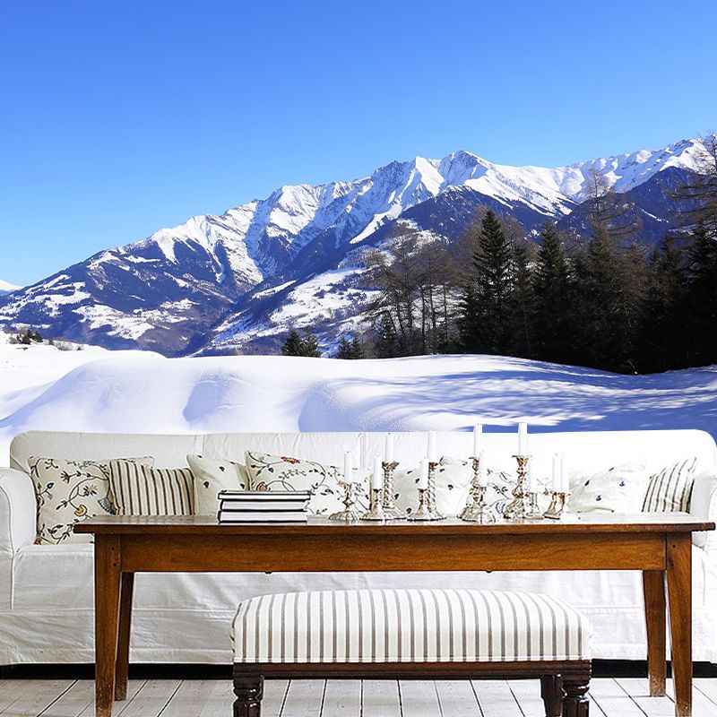 Modern Mildew Mountains Mural Decal Resistant Wall Covering for Living Room