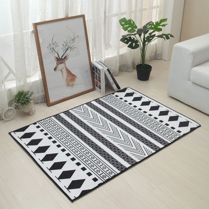 Minimalistic 3D Geometric Rug Multicolor Polyester Area Carpet Pet Friendly Non-Slip Backing Washable Rug for Living Room