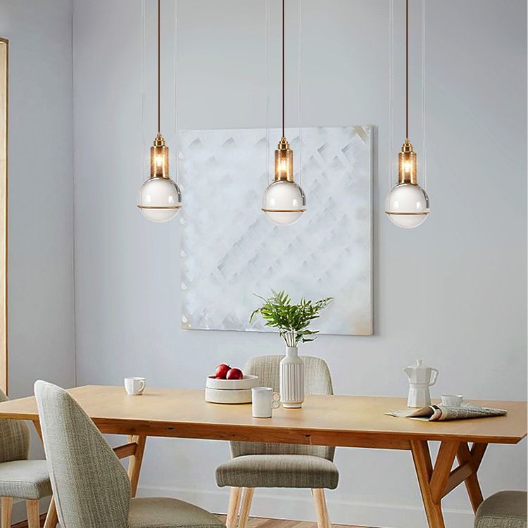 1 Light Pendant Light Modern Minimalist Globe Clear Crystal Shade Hanging Lamp for Living Room