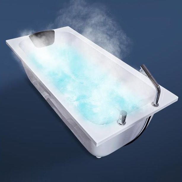 Matte Finish Acrylic Rectangular Bathtub Modern Soaking Freestanding Tub