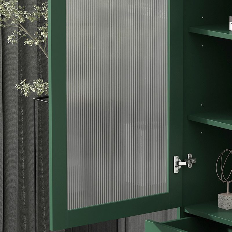 Modern Wooden Accent Cabinet with Glass 1-Door and 2 Drawers