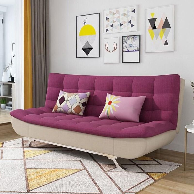 Convertible Contemporary Biscuit Back Armless Cotton Blend Sofa Bed