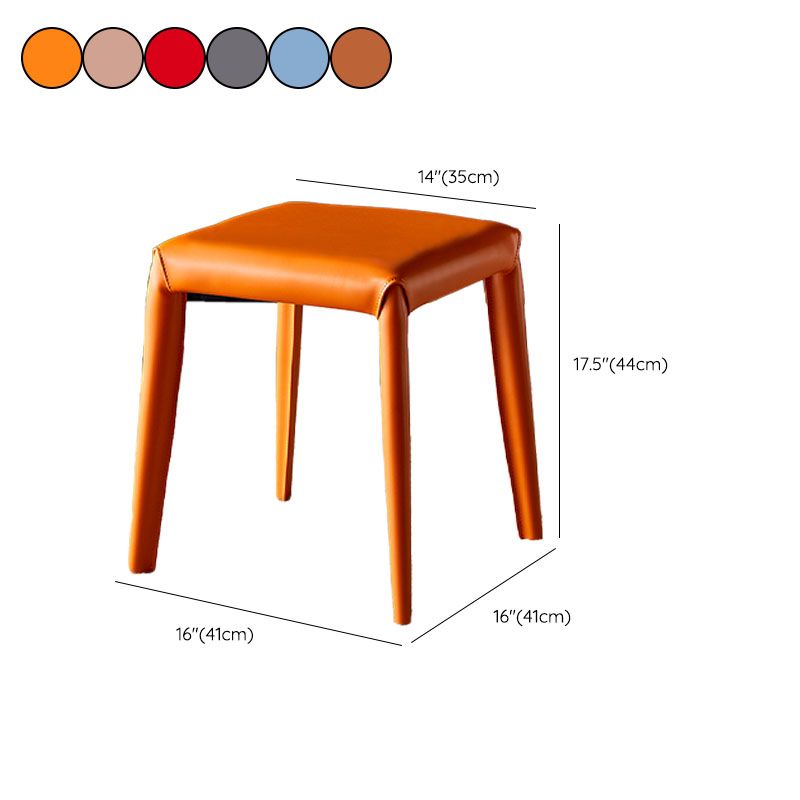 Glam Ottoman Faux Leather Stain Resistant Solid Color Square Ottoman with Metal Legs