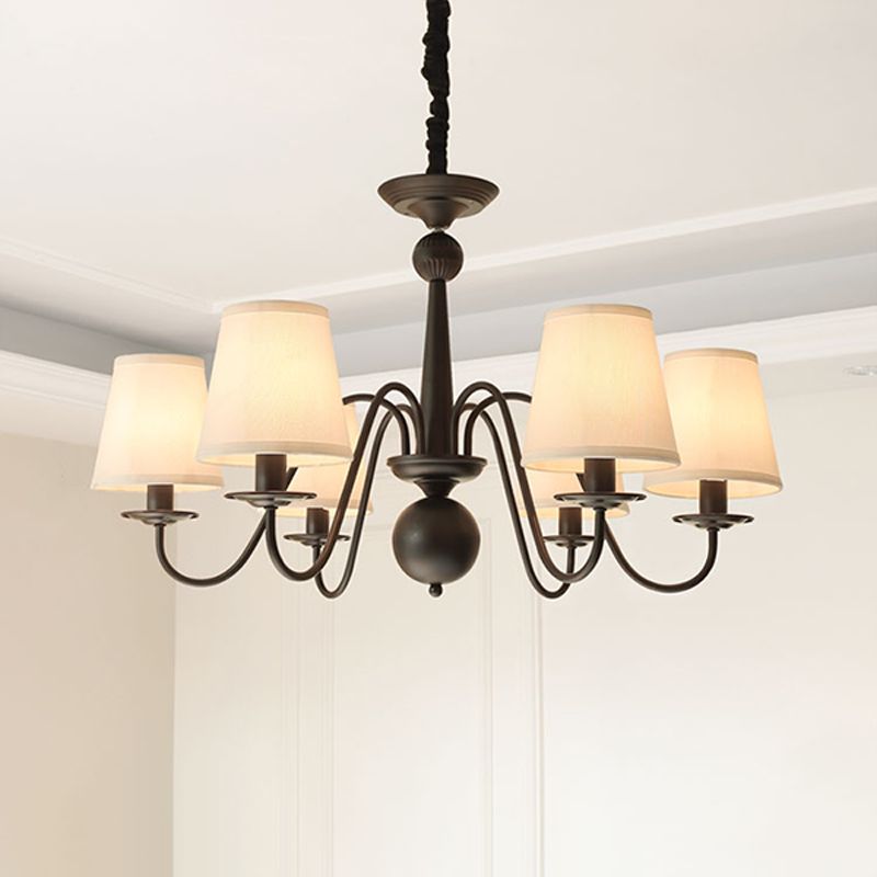 Ombre effilée salon lustre éclairage de style classique tissu pendant noir