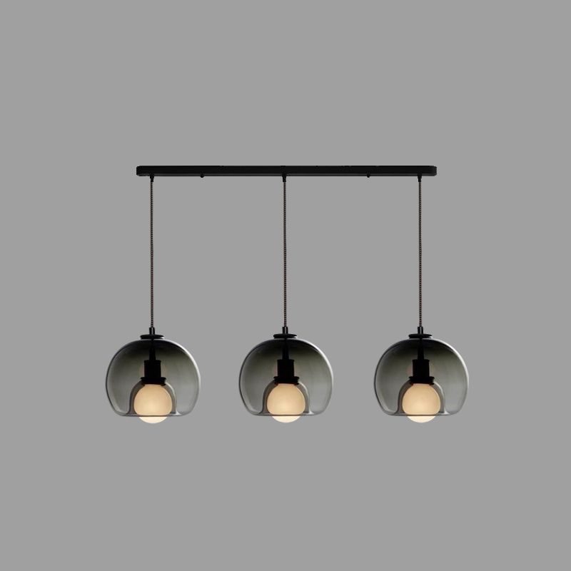 Modern Artistic Indoor Pendant Light Lacquered Iron Globe Hanging Lamp with Glass Shade