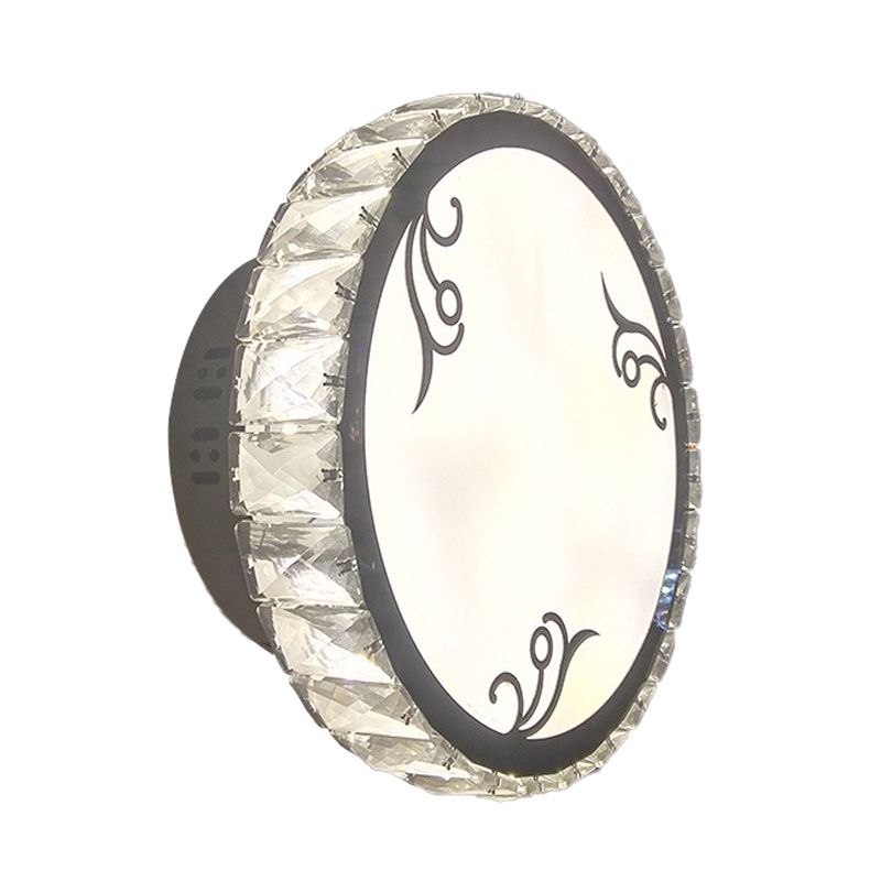 Clear Crystal Circular Wall Light Contemporary LED White Wall Mounted Lighting in Warm/White/2 Color Light
