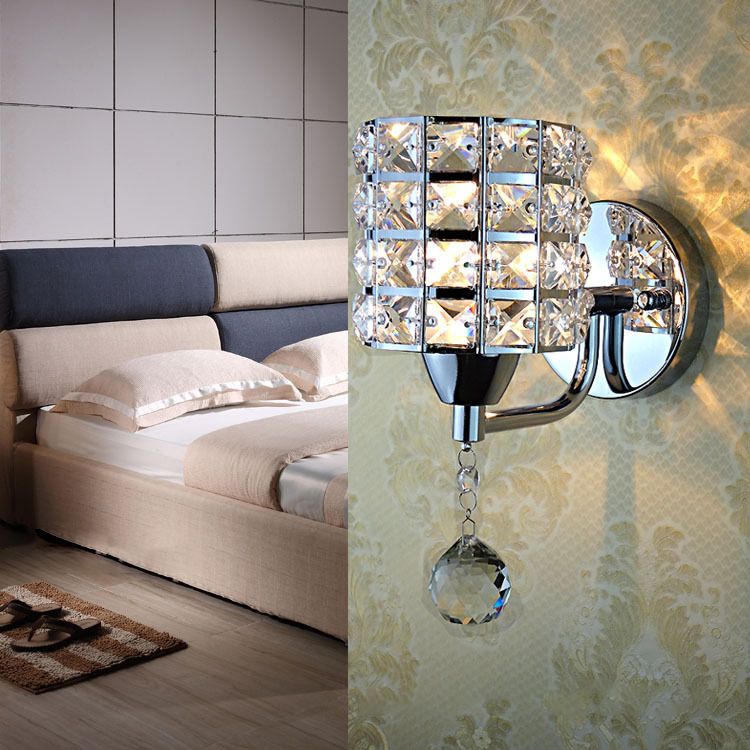 Luces de pared de tocador de medio cilindro Luz de tocador de cristal de estilo de lujo moderno