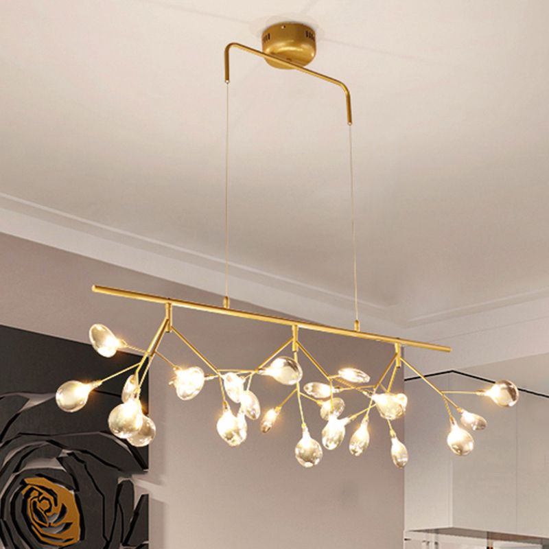 Nordic Style Branched Firefly Island Pendant Light Handblown Glass Dining Room LED Ceiling Light
