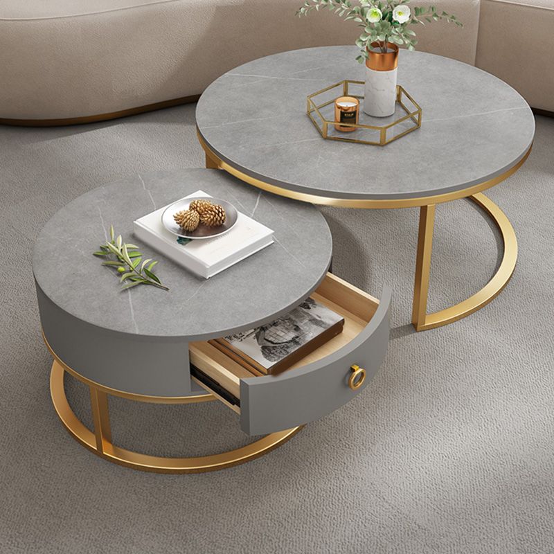 Slate Top Coffee Table Frame Coffee Cocktail Table with Drawers