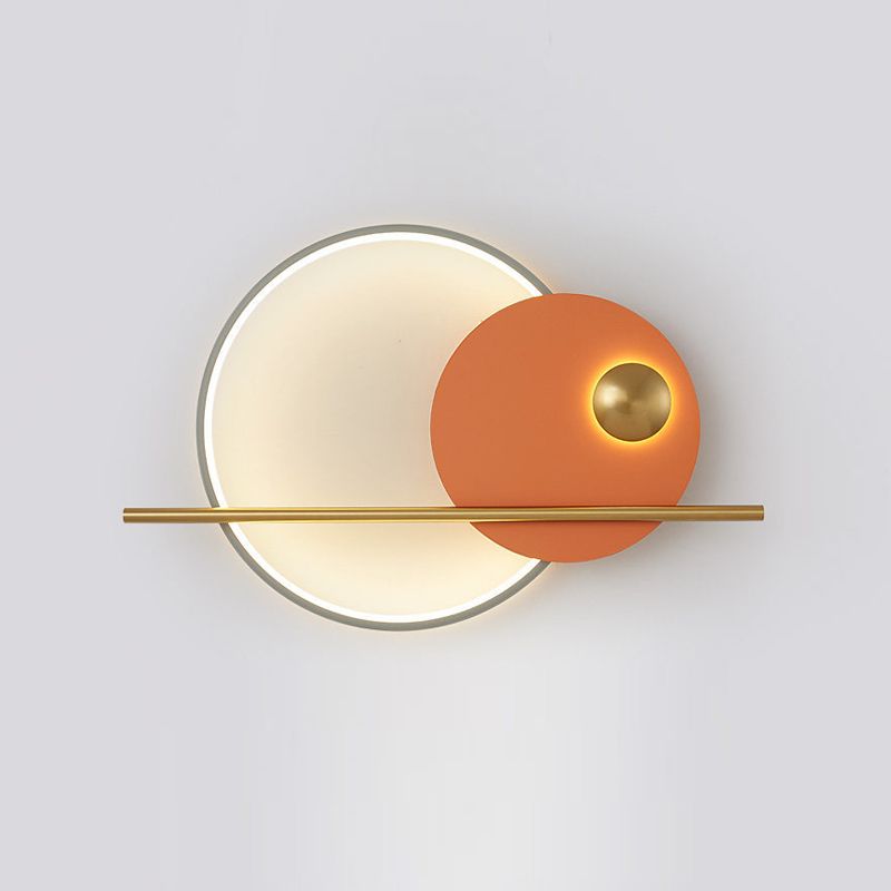 Decorative Round LED Sconce Light Metallic Living Room Background Wall Light