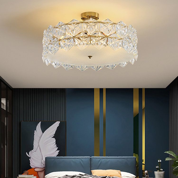 Modern Geometric Ceiling Light Glass Flush Mount Light for Living Room