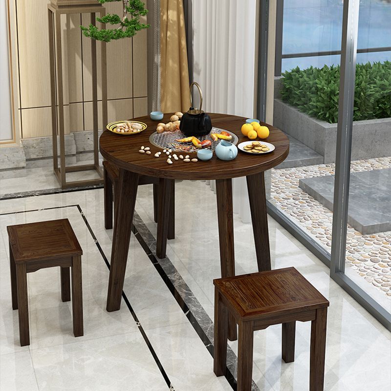 Farmhouse 4 Legs Walnut Table Solid Wood Cocktail Table for Living Room
