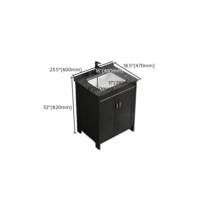 Black Bath Vanity Single Sink Metal Frame Mirror Vanity with Soft Close Door