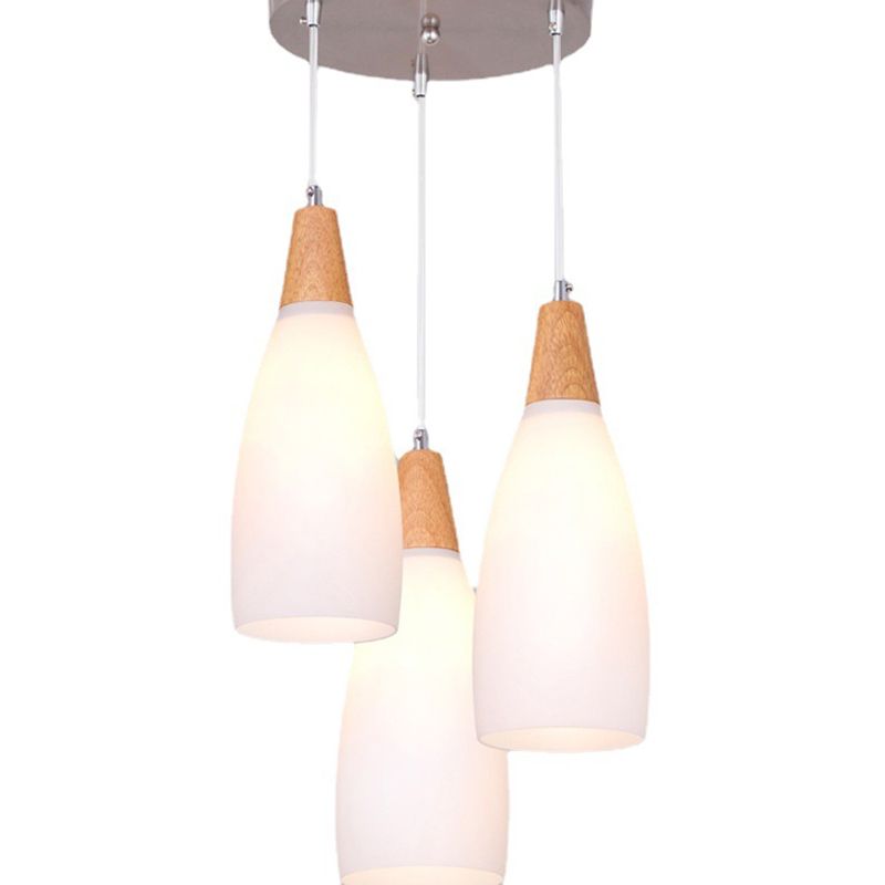 Minimalist Pendant Light Fixture White Cone Ceiling Pendant Light with Glass Shade