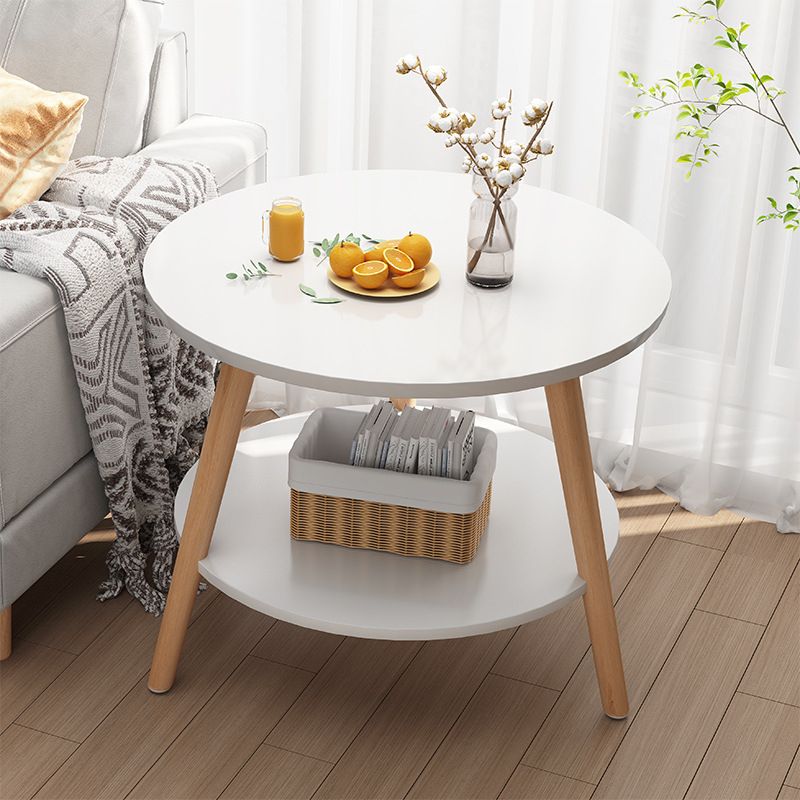 Contemporary 3 Legs End Table Round Wood Top Side Table for Living Room