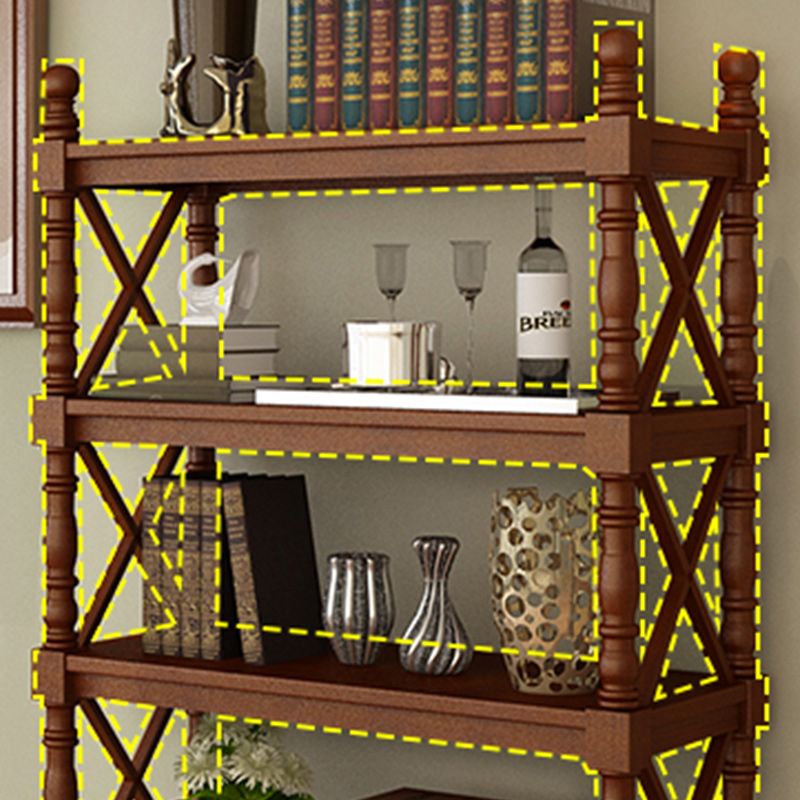 Modern Solid Wood Bookcase Home Office Bookshelf with Rectangular Shelves