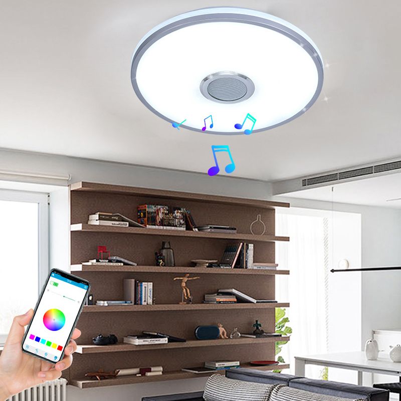 Plafonnier intelligent de forme ronde, moderne, en fer, 1 lumière, encastré, pour étude