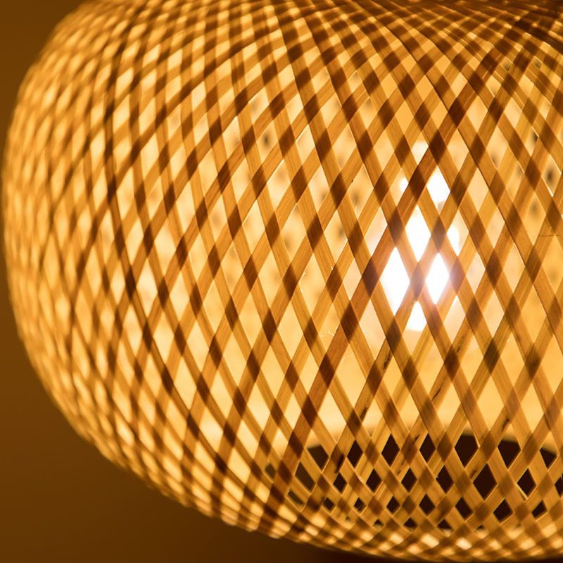 Modernismo 1 Bulbo de iluminación colgante de madera Donut/sombrero lámpara colgante con sombra de bambú