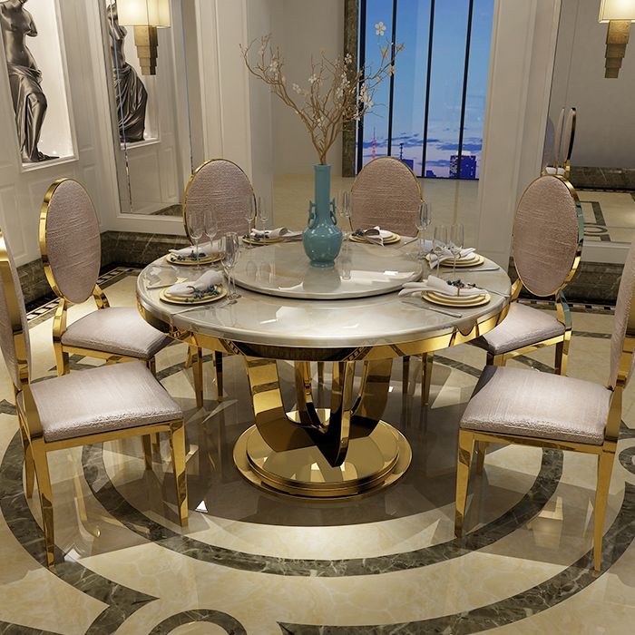 Round Convertible Dining Table Pedestal Table for Kitchen Dining Room